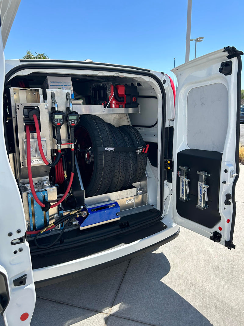 The AGA Tools Mid-Size Mobile Van Oil System is designed for businesses offering mobile oil services and spare tires. 