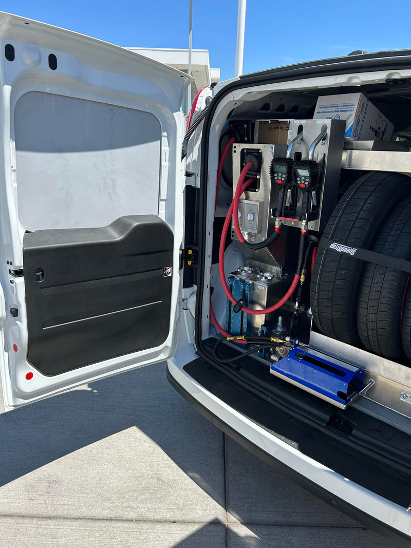 The AGA Tools Mid-Size Mobile Van Oil System is designed for businesses offering mobile oil services and spare tires. 
