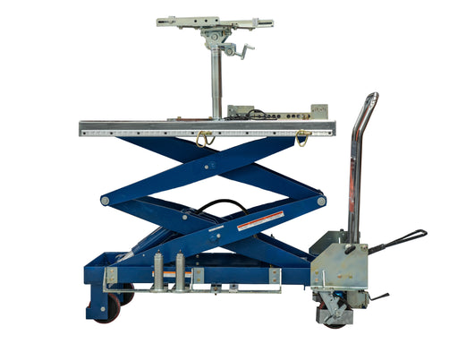 Will fit most transmission jacks and lift tables with transmission jack head adapters, including the AGA Lift Table. Fits a wide variety of transmissions making it very universal. Includes 1/4" ratcheting tether for transmission.